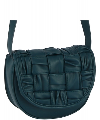 Fashion Faux Woven Saddle Crossbody Bag GLE-0118 DARK TURQUIOSE